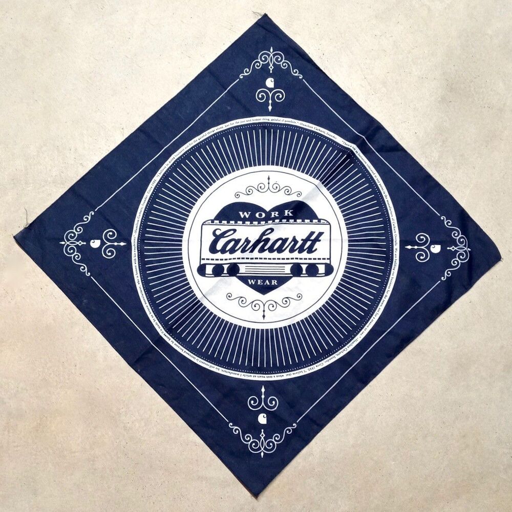 Carhartt Heart Logo Bandana Handkerchief Navy Blue White 21"x21" Workwear